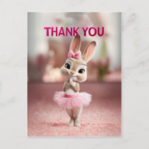 Adorable Baby Bunny in Pink Tutu Thank You
