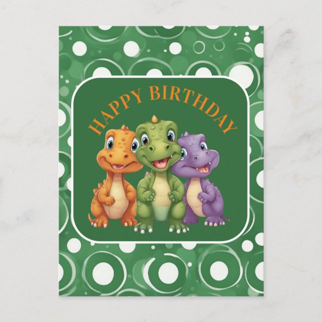 Carte Postale Adorable Baby Dinosaur's Party (Devant)