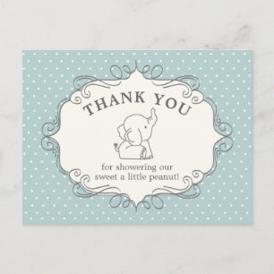 Carte Postale Adorable bébé éléphant   MERCI BABY SHOWER