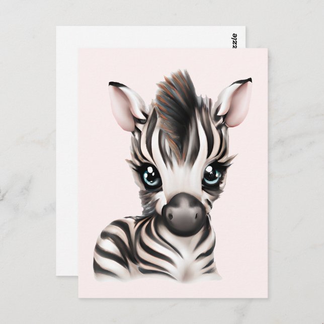 Carte Postale adorable bébé Zebra (Devant / Derrière)