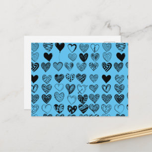 Carte postale adorable Black Heart Scribble Dessin