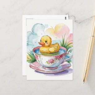 Carte Postale Adorable canard dans une teacup