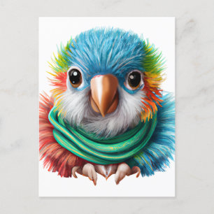 Carte Postale Adorable Cartoon Fluffy Happy Baby Parrot