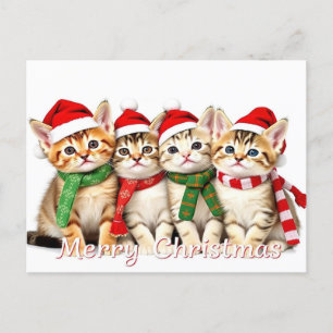 Carte Postale adorable Chats de Noël Pet Lover