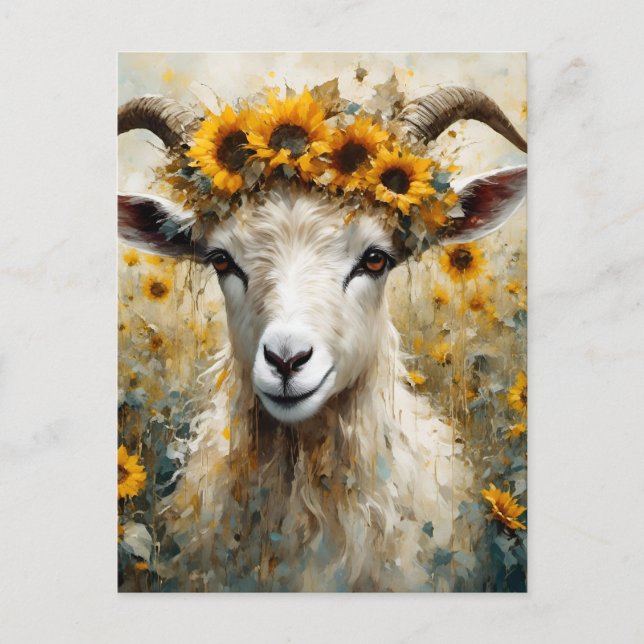 Carte Postale Adorable chèvre Angora dans les champs de tourneso (Devant)