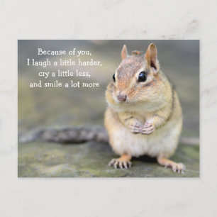 Carte Postale Adorable Chipmunk avec Citation d'amitié