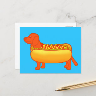Carte Postale Adorable Dachshund Hot Dog
