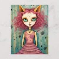 Adorable Dame Avec Oreilles De Chat Collage Média