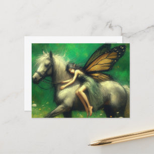 Carte Postale Adorable Fée endormi sur un cheval