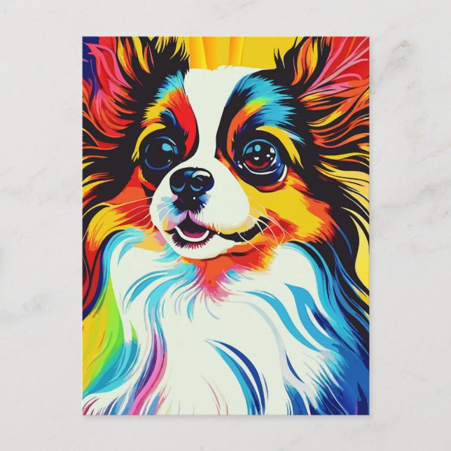 Carte Postale Adorable Fluffy Toy Papillon Portrait de chien (Devant)