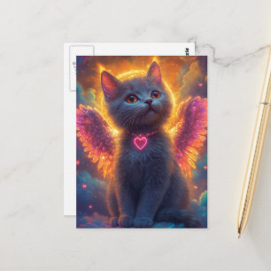 Carte Postale Adorable Gray Angel Kitty
