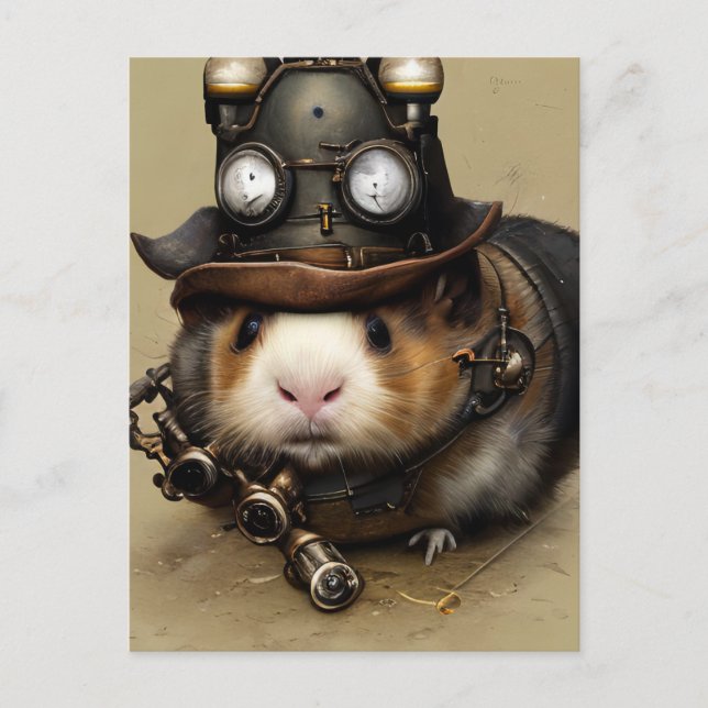 Carte Postale Adorable Hampster Steampunk (Devant)