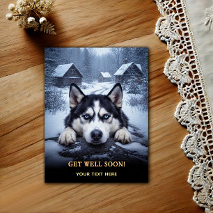 Carte Postale Adorable Husky Sibérien Bon rétablissement
