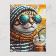 Adorable Kitty avec un café glacé