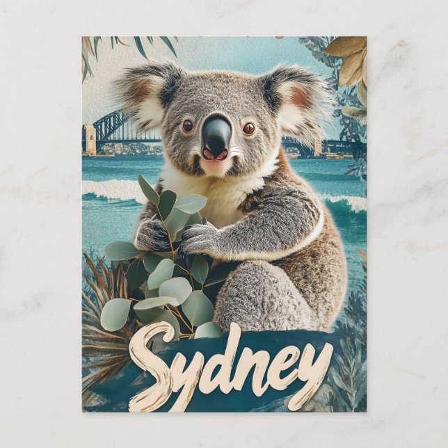 Carte Postale Adorable Koala avec Sydney Harbour Bridge (Devant)
