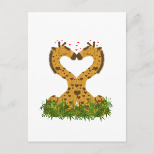 Carte Postale Adorable mignonne amour Giraffes Coeur en forme de