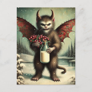 Carte Postale Adorable Noël Horreur Krampus Kitty Fairy