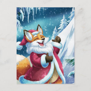 Carte Postale Adorable Noël Red Fox chants