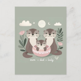 Carte Postale Adorable Otter Boho maman papa et bébé