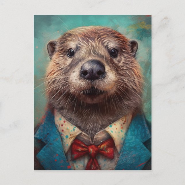 Carte Postale Adorable Otter en costume (Devant)