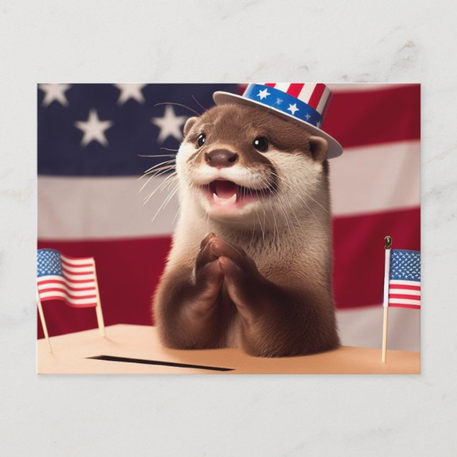 Carte Postale Adorable Otter Patriotic Vote Box (Devant)