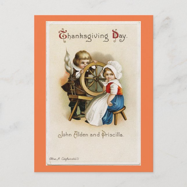 Carte Postale Adorable pèlerins Vintages (Devant)