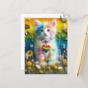 Carte Postale Adorable petit chat coloré
