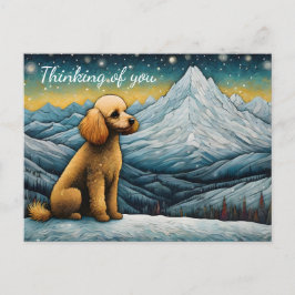 Carte Postale Adorable Poodle Snowy Mountain Penser De Vous