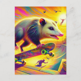 Carte Postale Adorable Possum Skateboard