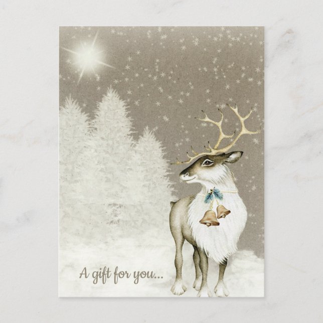 Carte Postale Adorable Reindeer Rustic Holiday Certificat cadeau (Devant)