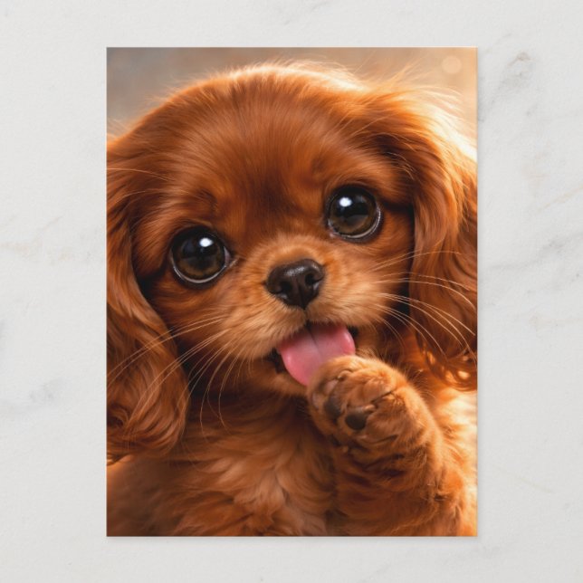 Carte Postale Adorable Ruby Cavalier Spaniel (Devant)