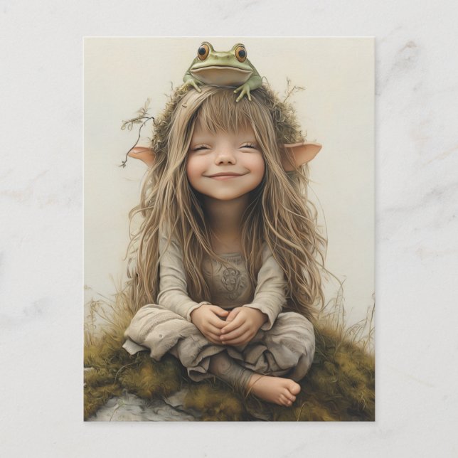 Carte Postale Adorable souriant Happy Fairy Frog (Devant)