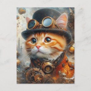 Carte Postale adorable steampunk cat