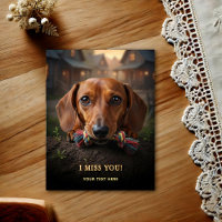Carte postale Adorable Teckel Tu me manques
