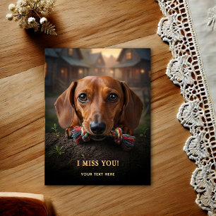 Carte postale Adorable Teckel Tu me manques