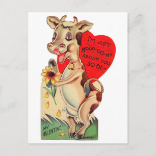 Carte Postale Adorable Vache Saint-Valentin
