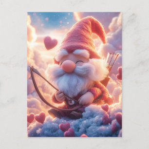 Carte Postale Adorable Valentine's Day Gnome avec Bow et Flèche
