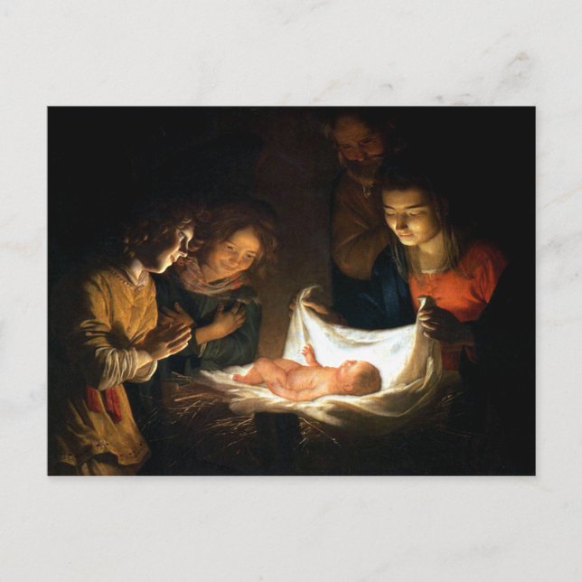 Carte Postale Adoration de l'Enfant Jésus - Honthorst (Devant)