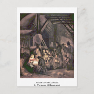 Carte Postale Adoration Des Bergers Par Atelier De Rembrandt