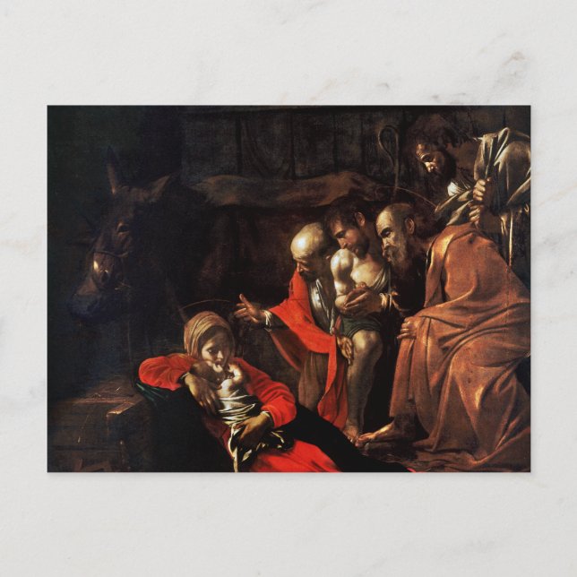 Carte Postale Adoration des bergers par Caravaggio (1609) (Devant)