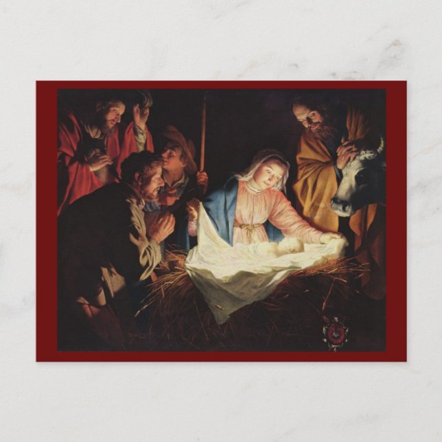 Carte Postale Adoration des bergers par Gerard van Honthorst (Devant)