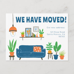 Carte Postale Adresse de l'annonce de déménagement Salon Canapé 