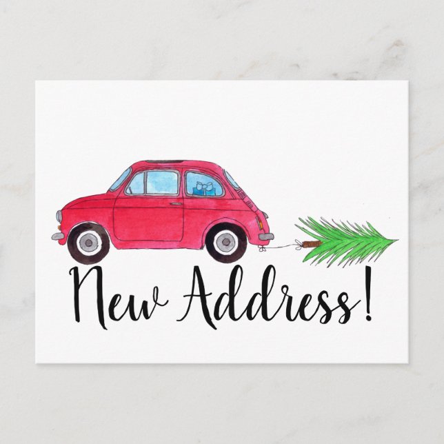 Carte Postale Adresse Faire-part Fiat 500 sapin de Noël (Devant)