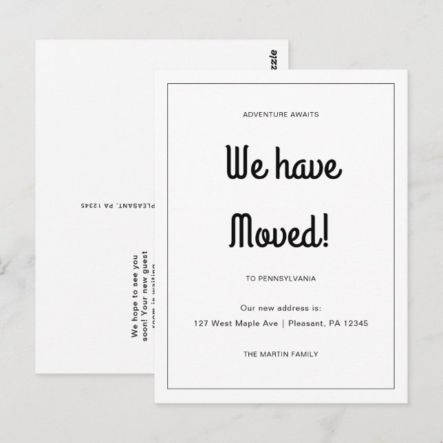 Carte Postale Adventure Attend une nouvelle adresse Moving Faire (Devant / Derrière)