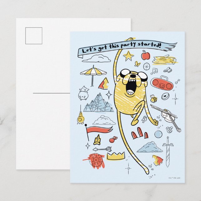 Carte Postale Adventure Time | Party Jake Sketch (Devant / Derrière)