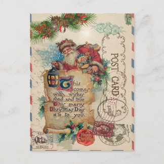 Carte postale aérienne de Noël vintage Père Noël