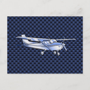 Carte Postale Aéronef Classique Chrome Cessna Flying Carbon Fibr