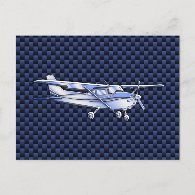 Carte Postale Aéronef Classique Chrome Cessna Flying Carbon Fibr (Devant)