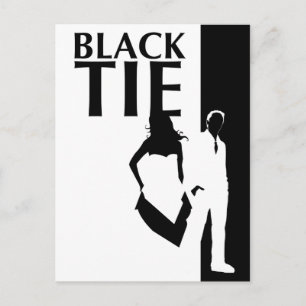 Carte Postale affaire de cravate noire : silhouette homme et fem