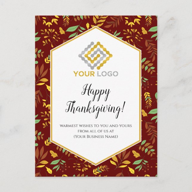 Carte postale Affaires du logo de Thanksgiving Gre (Devant)